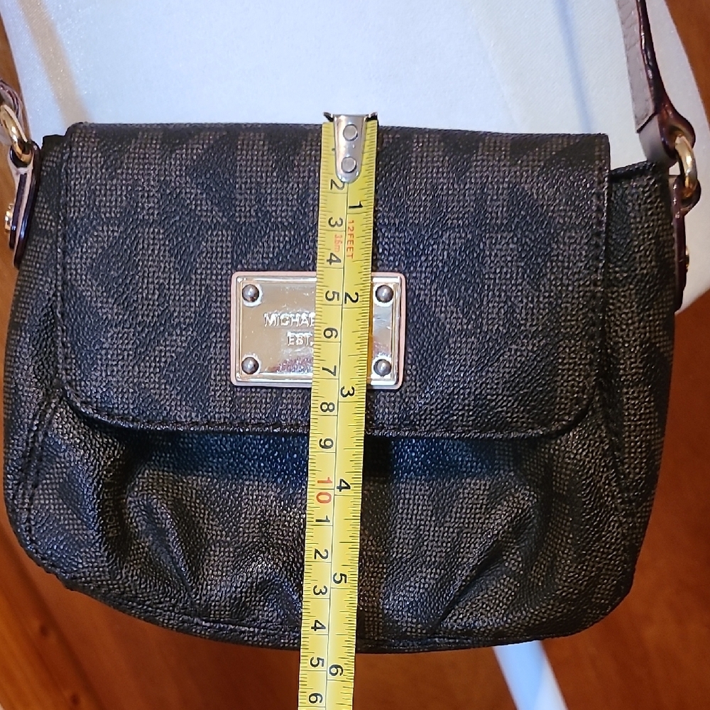 Michael Kors Brown Logo Printed Crossbody Purse - Picture 7 of 9